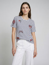 STRIPE & EMBROIDERED TEE