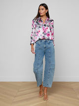 Dani Silk Blouse - Pink Multi Water Rose