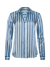 Tyler Silk Blouse - Blue Multi Herringbone Stripe
