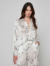 Tyler Silk Blouse - Ivory/Grey Small Faded Chain