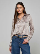 Tyler Silk Blouse - Grey Multi Patch Leopard