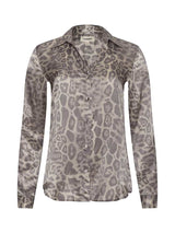 Tyler Silk Blouse - Grey Multi Patch Leopard
