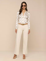 Tyler Silk Blouse - Vintage White/Gold Heart Stud