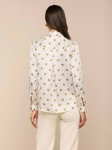 Tyler Silk Blouse - Vintage White/Gold Heart Stud