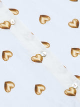 Tyler Silk Blouse - Vintage White/Gold Heart Stud