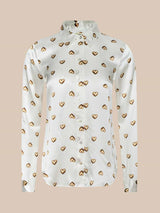Tyler Silk Blouse - Vintage White/Gold Heart Stud