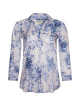Camille Blouse - Ivory/Blue Watercolor Lace Paisley