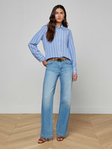 Ellery Poplin Shirt - Allure Blue/White Stripe