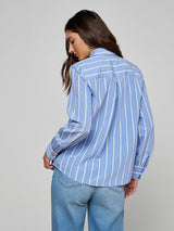 Ellery Poplin Shirt - Allure Blue/White Stripe