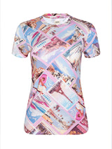 Ressi Fitted Tee - Light Pink Multi Postcard Print