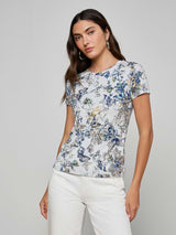 Ressi Fitted Tee - Grey Multi Watercolor Butterfly