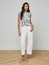 Ressi Fitted Tee - Grey Multi Watercolor Butterfly