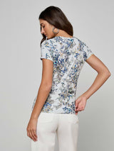 Ressi Fitted Tee - Grey Multi Watercolor Butterfly