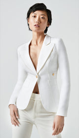 Linen Classic Duchess Blazer - White