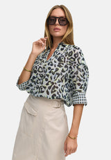 Blue Leopard Blouse