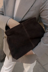 Clay Clutch - Suede Chocolate