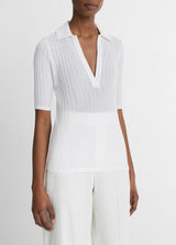 Cotton Elbow-Sleeve Polo Shirt