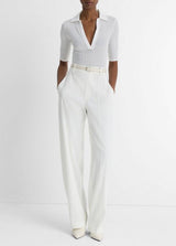 Cotton Elbow-Sleeve Polo Shirt