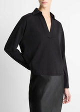 Easy Pima Cotton Long-Sleeve Polo Shirt