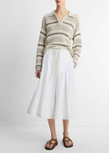 Mesh Stripe Italian Cotton Polo Sweater