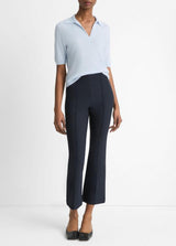 Mid-Rise Pintuck Crop Flare Pant - Coastal Blue