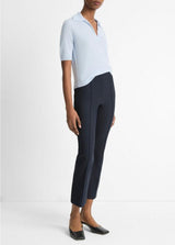 Mid-Rise Pintuck Crop Flare Pant - Coastal Blue