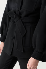 SHANIA Double-Face Wool Belted Jacket - Black