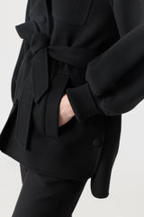 SHANIA Double-Face Wool Belted Jacket - Black