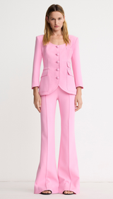 Crop Sleeve Portrait Neck Blazer - Hibiscus