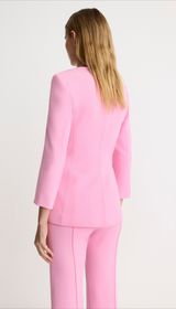 Crop Sleeve Portrait Neck Blazer - Hibiscus