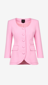 Crop Sleeve Portrait Neck Blazer - Hibiscus