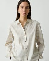 Boyfriend Shirt in Striped Cotton-Blend