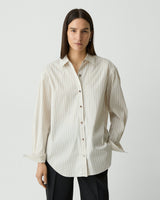 Boyfriend Shirt in Striped Cotton-Blend