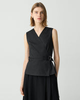 Sleeveless Wrap Top in Cotton Chino