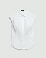 Cinched Cap Sleeve Shirt in Good Cotton - White