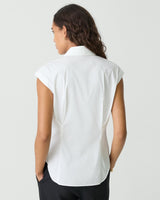Cinched Cap Sleeve Shirt in Good Cotton - White