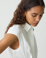 Cinched Cap Sleeve Shirt in Good Cotton - White