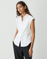 Cinched Cap Sleeve Shirt in Good Cotton - White