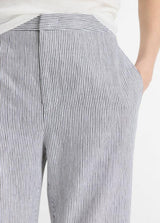 Ticking Stripe Linen-Cotton Low-Rise Crop Flare Trouser