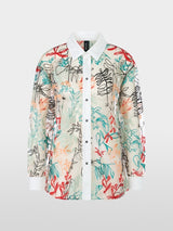 Oversized shirt blouse in tulle lace