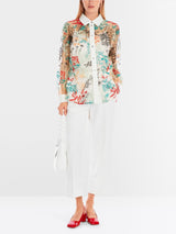 Oversized shirt blouse in tulle lace