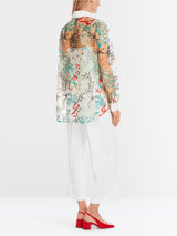 Oversized shirt blouse in tulle lace