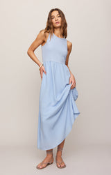 Charlotte Rib Midi Dress - Blue Light