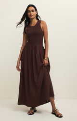 Juniper Linen Maxi Dress - Chocolate Cherry