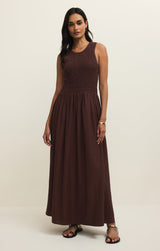 Juniper Linen Maxi Dress - Chocolate Cherry