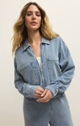 Heritage Knit Denim Jacket - Ocean Air Indigo