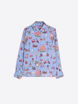 VINTAGE PRINTED BLUE SHIRT