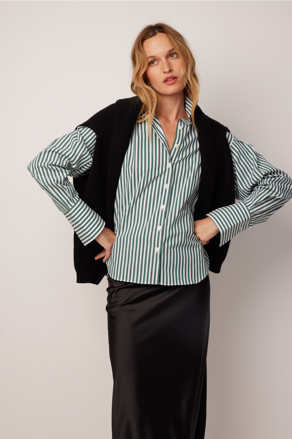 ISABEL SHIRT - GREEN STRIPE
