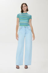 Selene Short Sleeve Sweater Tee - Blue Green