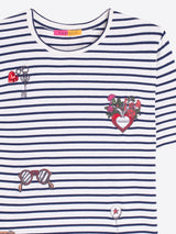 STRIPE & EMBROIDERED TEE